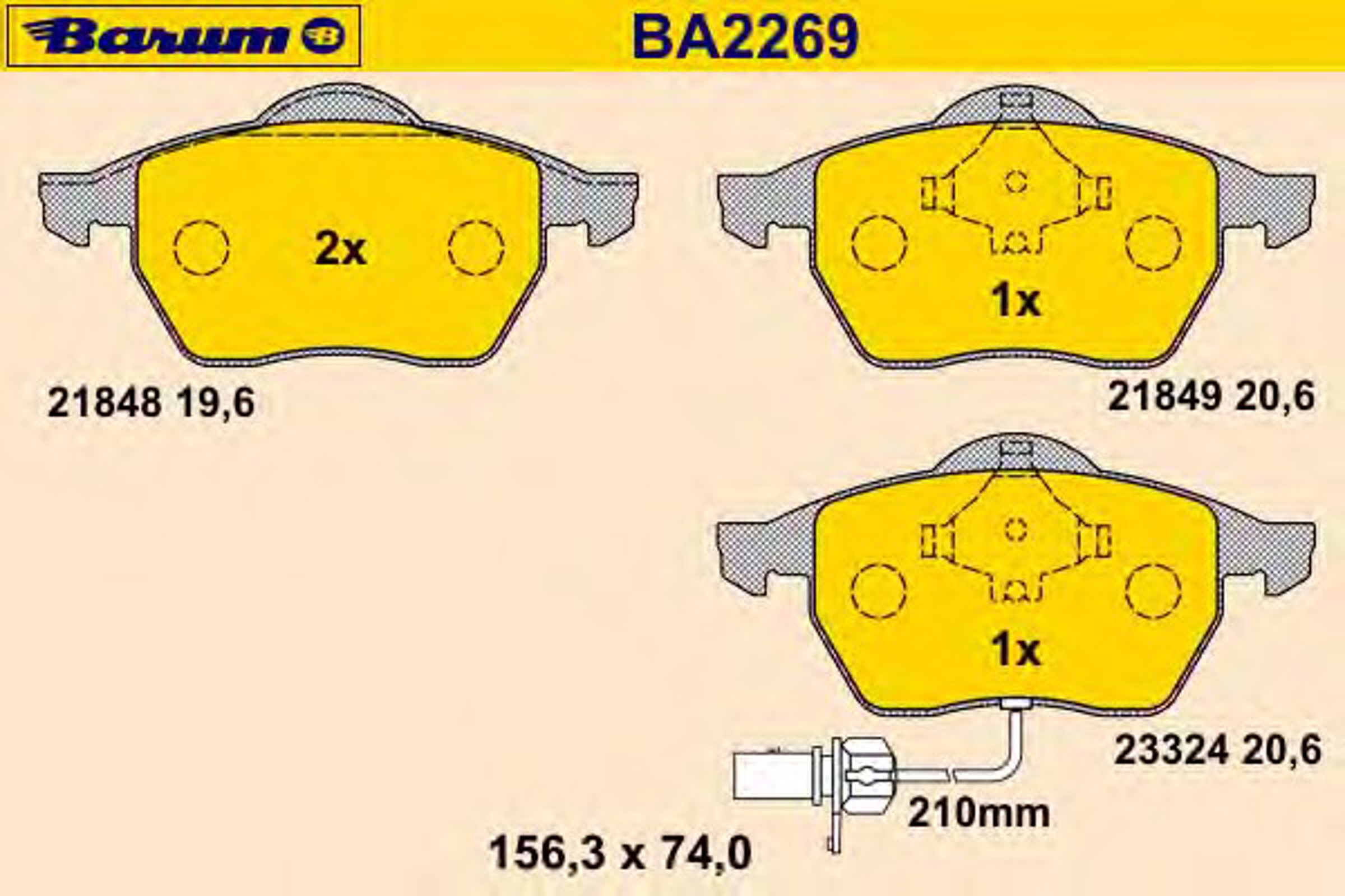 Колодки тормозные дисковые BARUM BA2269