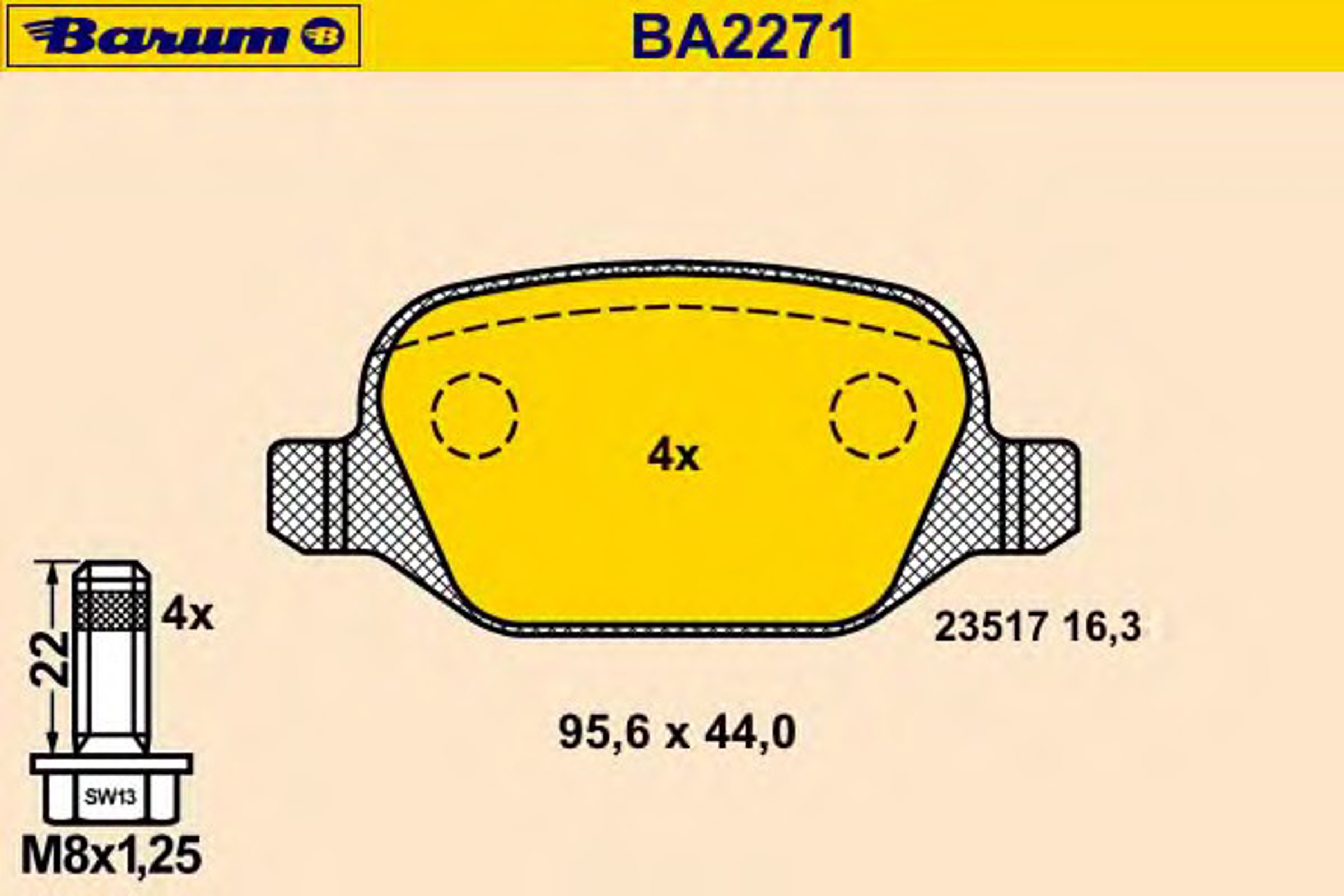 BA2271 BARUM Колодки тормозные дисковые