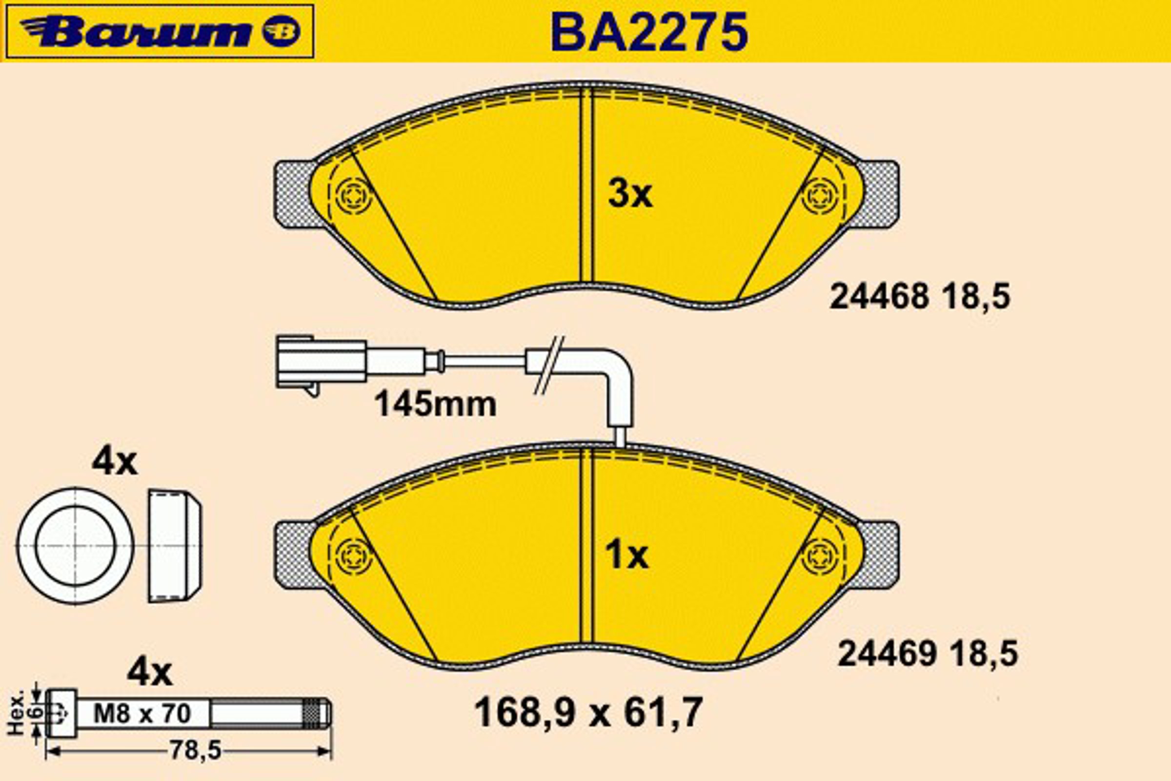 BA2275 BARUM Колодки тормозные дисковые