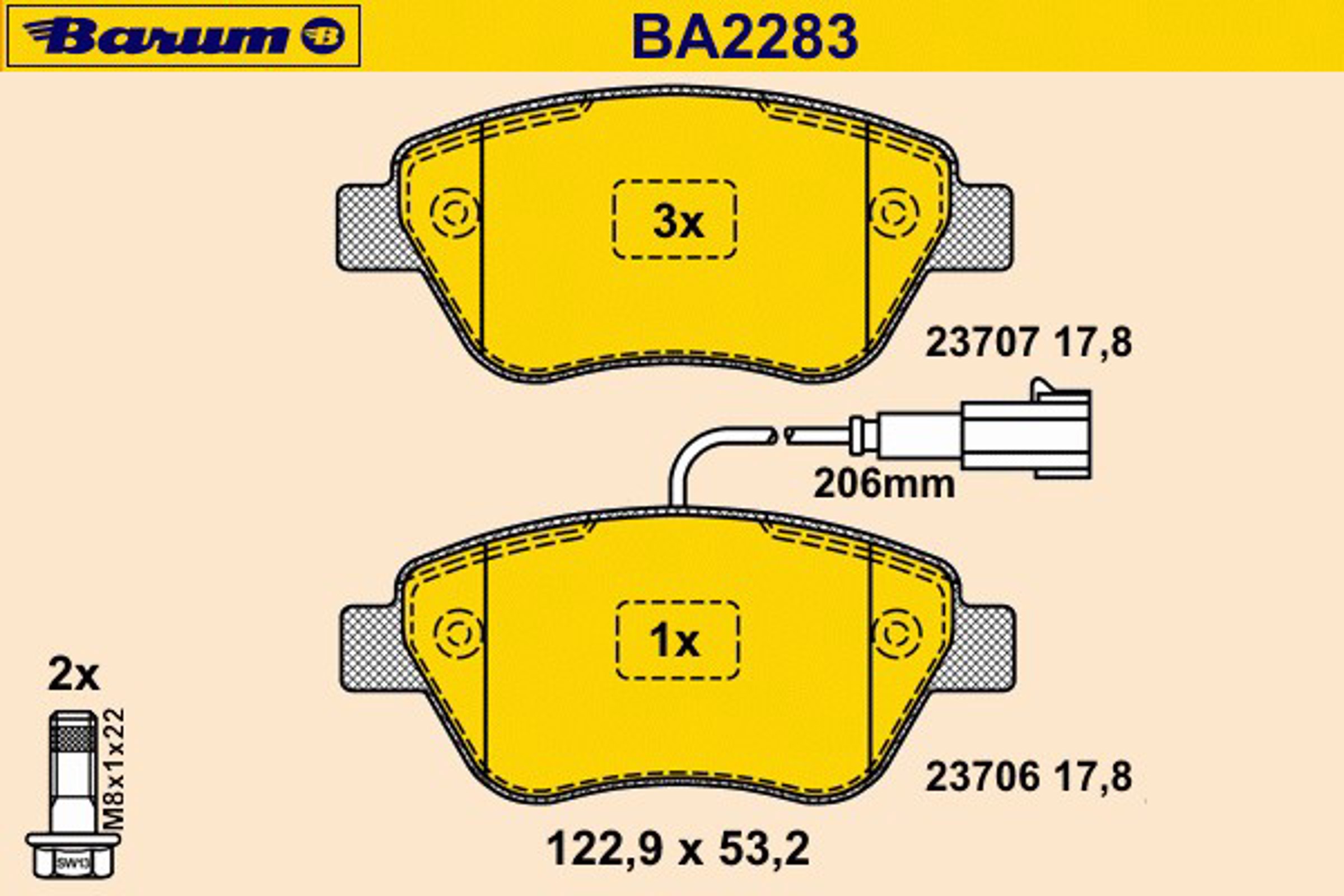 Колодки тормозные дисковые BARUM BA2283