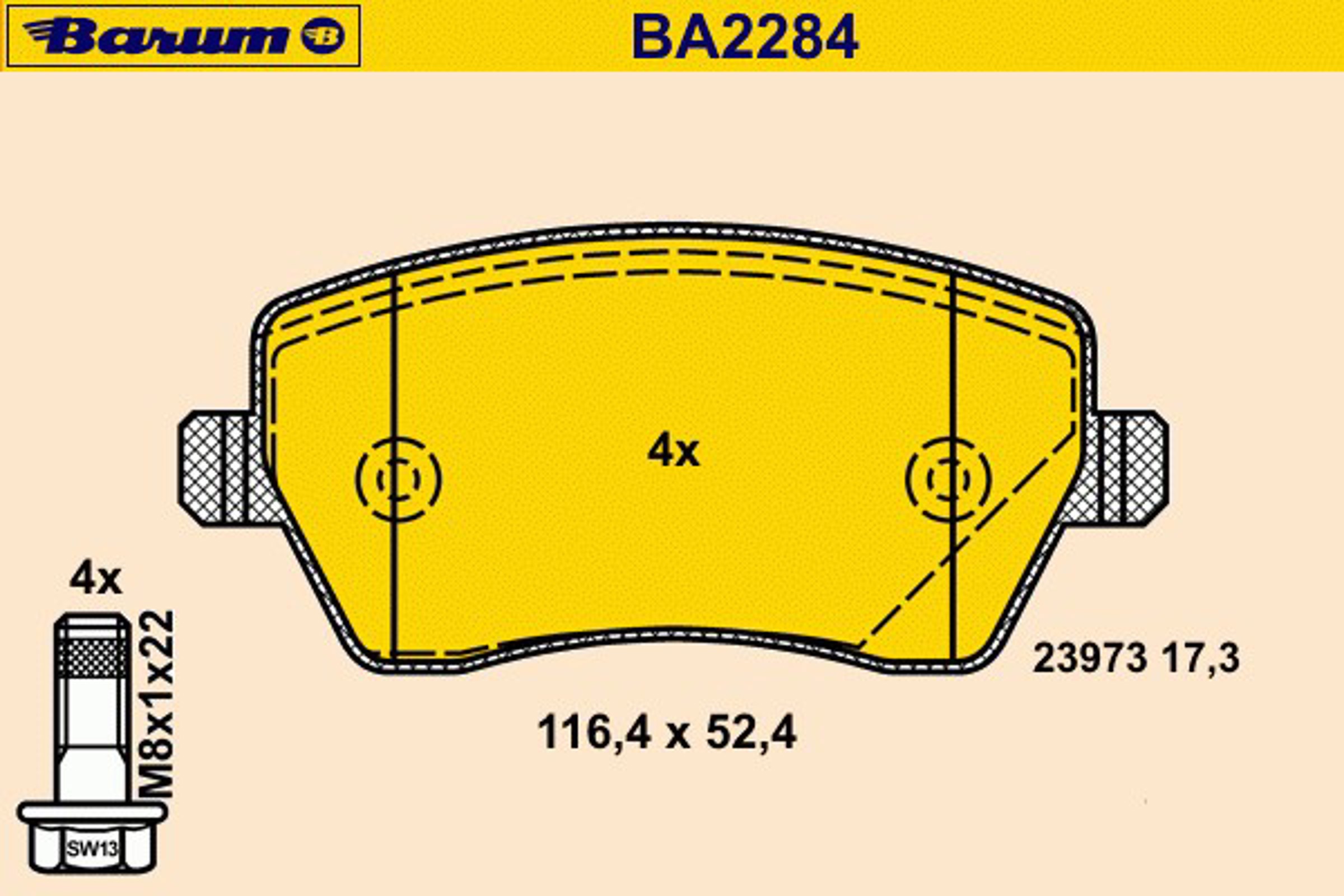 BA2284 BARUM Комплект тормозных колодок, дисковый тормоз