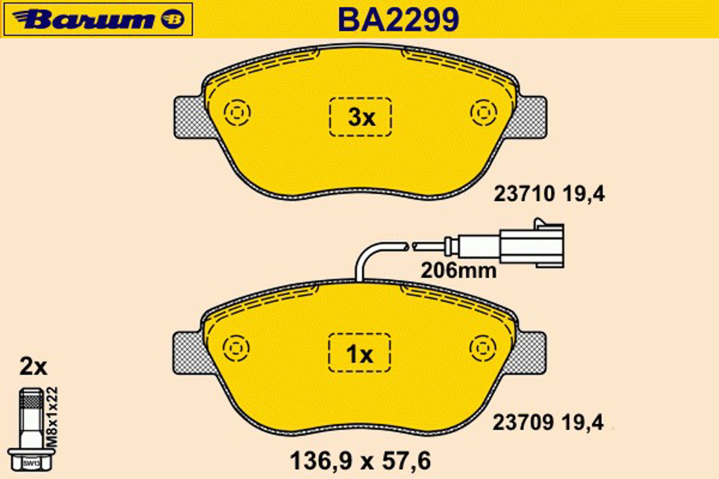 Колодки тормозные дисковые BARUM BA2299