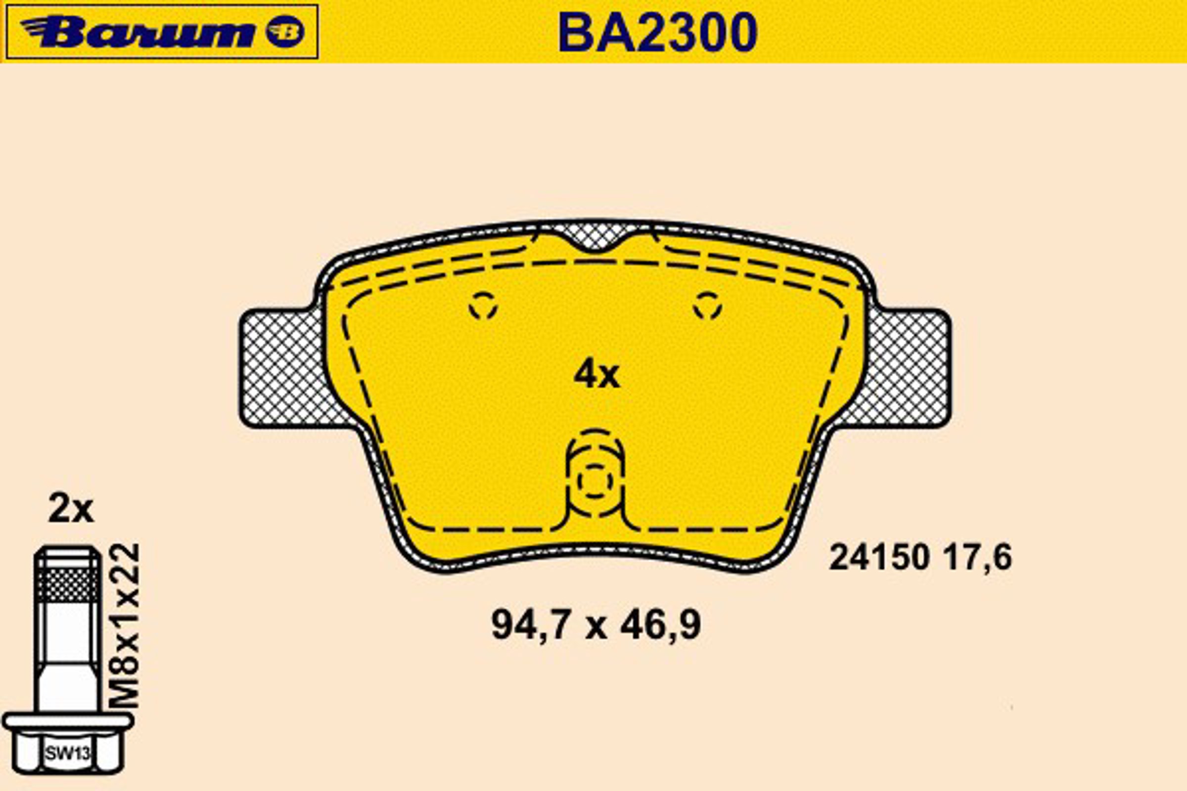 Колодки тормозные дисковые BARUM BA2300