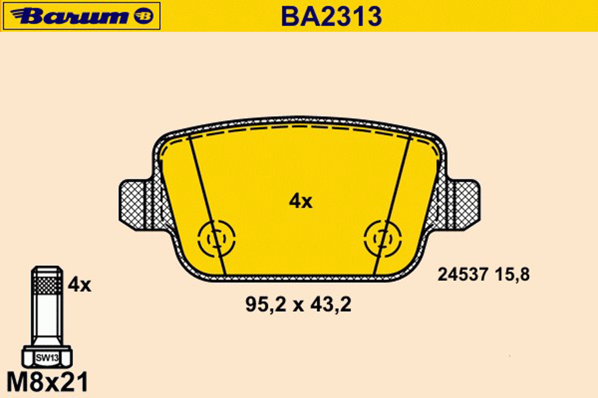 Колодки тормозные дисковые BARUM BA2313