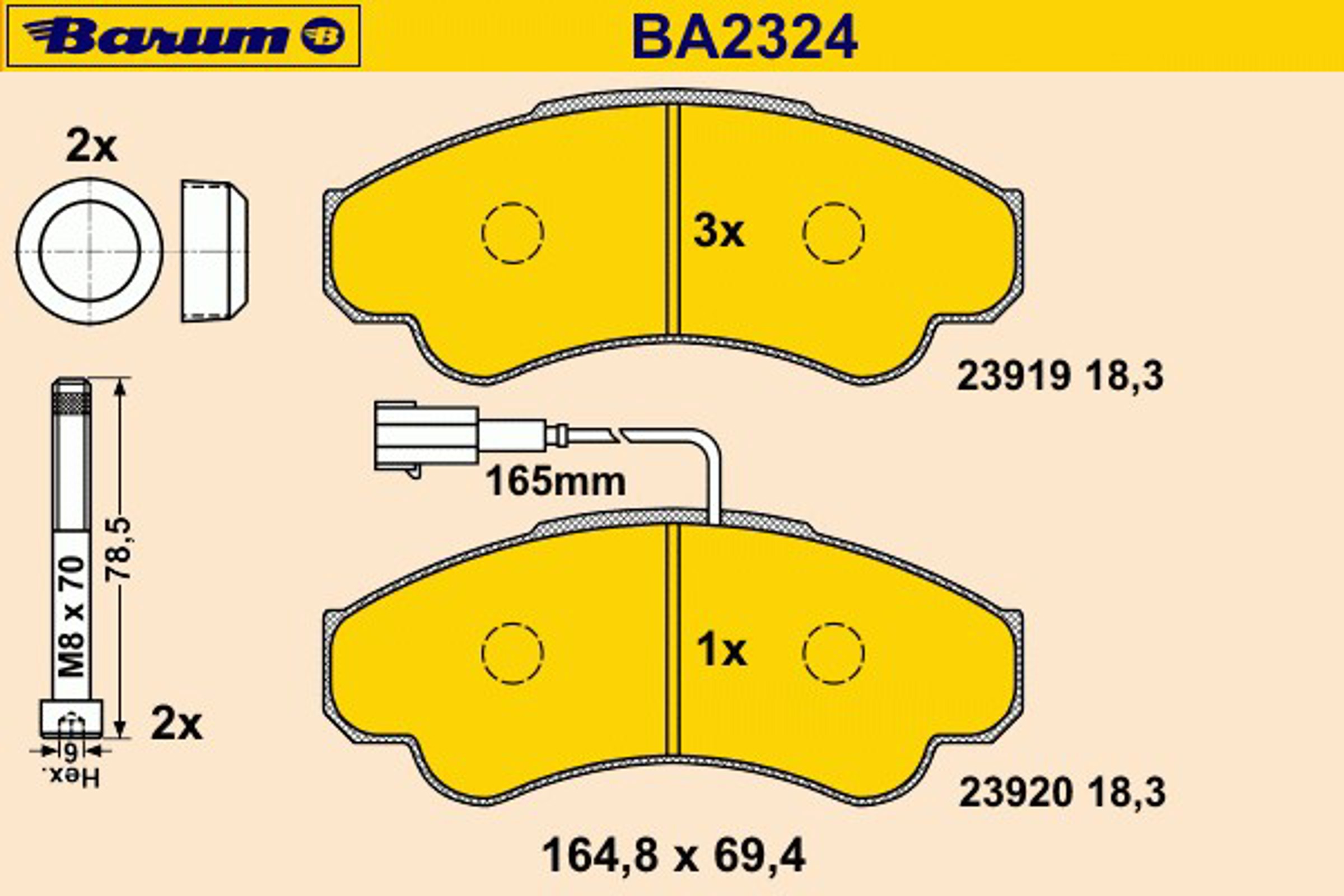 BA2324 BARUM Комплект тормозных колодок, дисковый тормоз