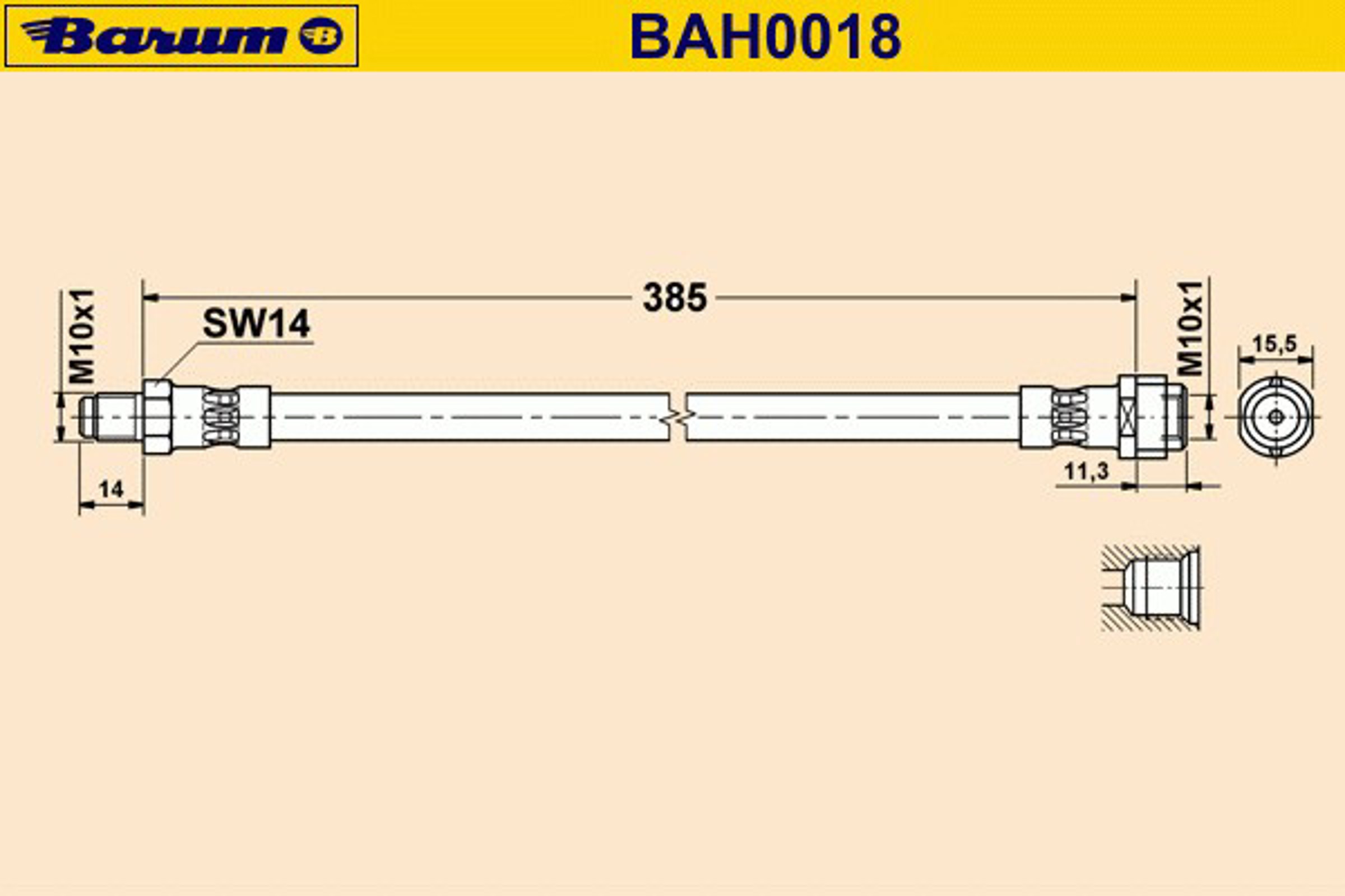 Шланг тормозной BARUM BAH0018