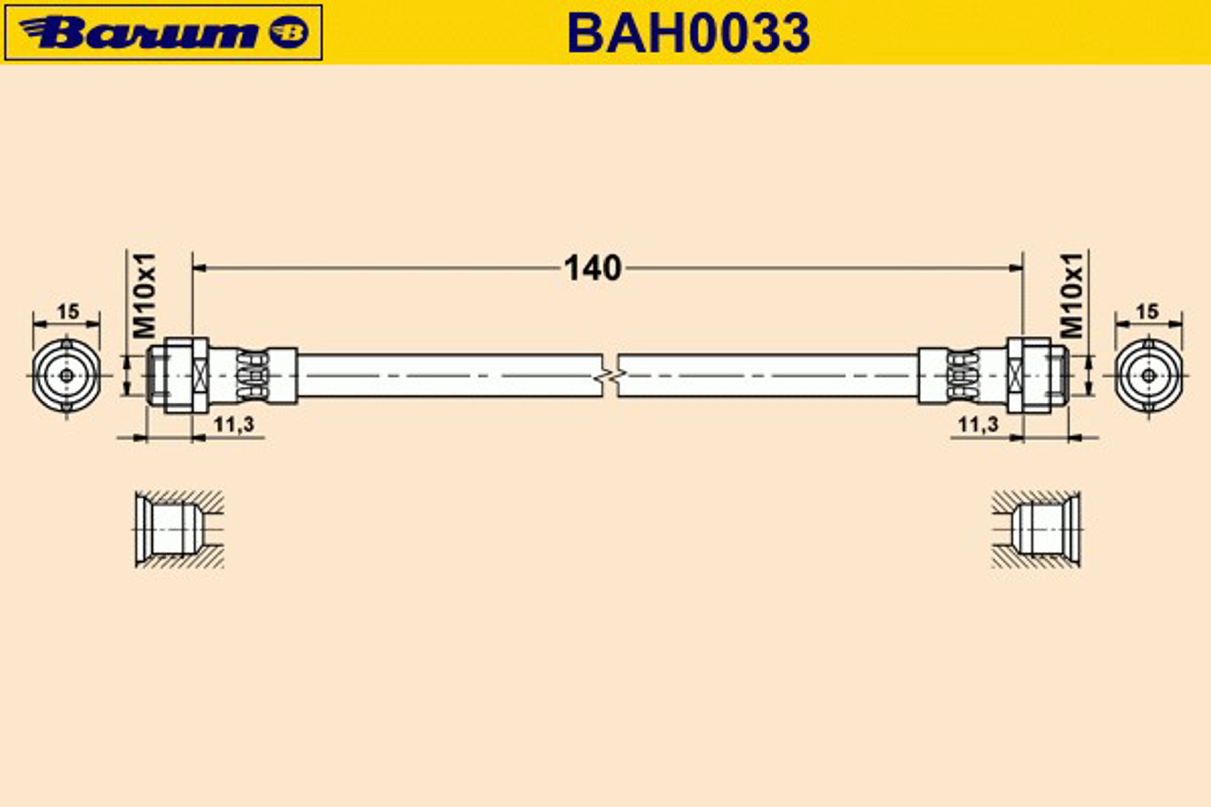 Шланг тормозной BARUM BAH0033