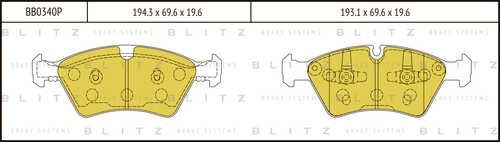 BB0340P BLITZ Колодки тормозные дисковые /комплект 4 шт/