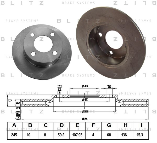 BS0102 BLITZ Тормозной диск