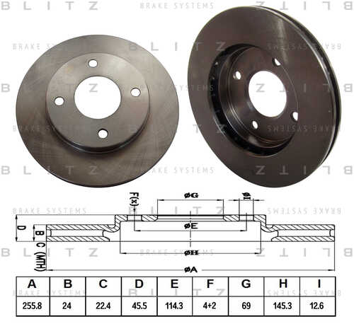 BS0127 BLITZ Диск тормозной MITSUBISHI Carisma/Galant/Lancer/Space Wagon 87-/VOLVO S40/V40 95-/KIA Joice 00-