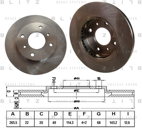 BS0132 BLITZ Диск тормозной