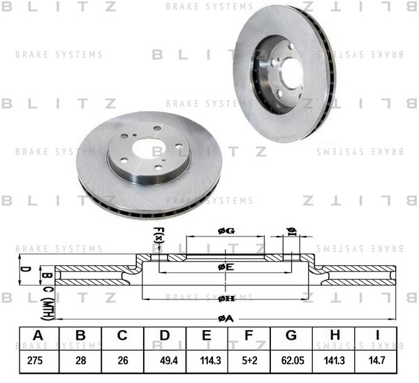 BS0137 BLITZ Тормозной диск