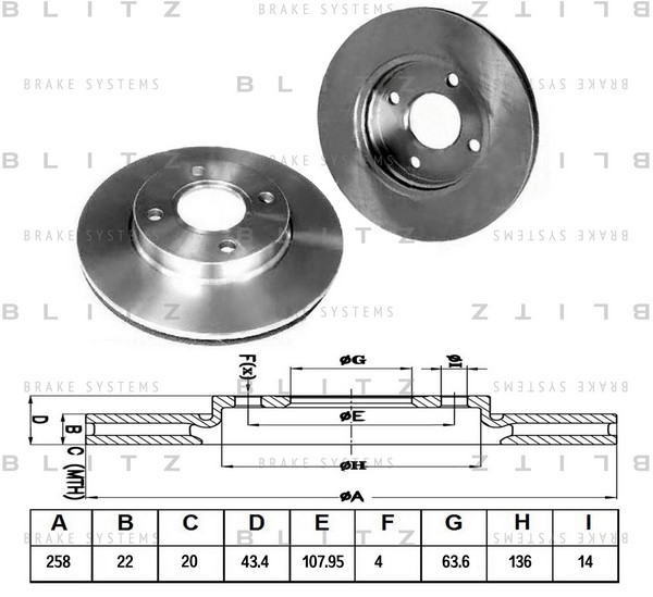 BS0162 BLITZ Тормозной диск