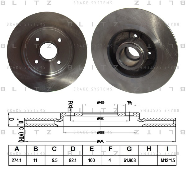 BS0188 BLITZ Диск тормозной