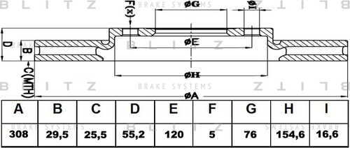 BS0212 BLITZ Диск тормозной