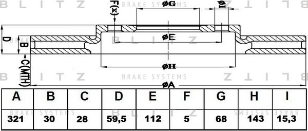 BS0236 BLITZ Диск тормозной