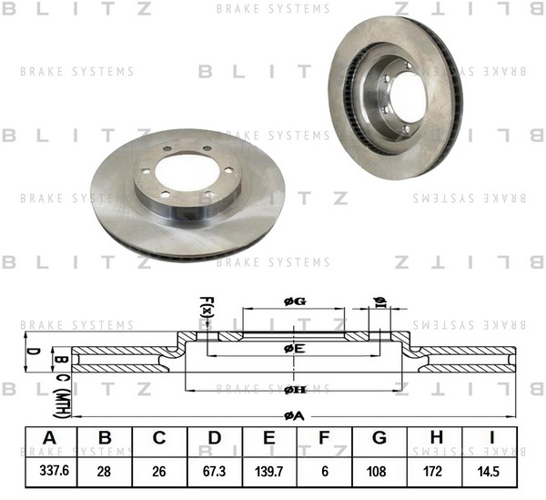 BS0238 BLITZ Диск тормозной