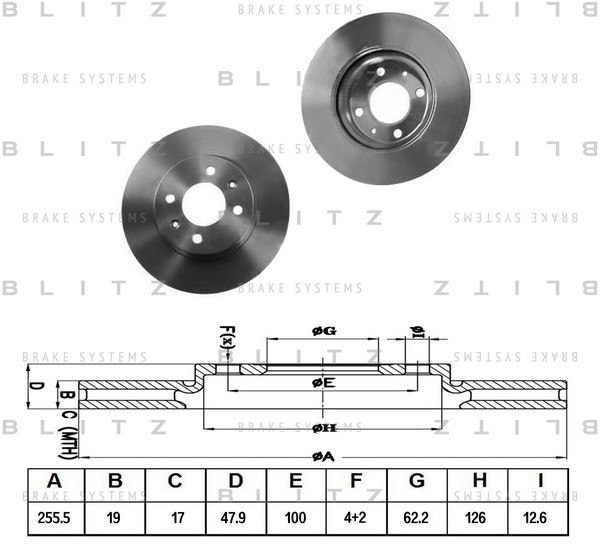 BS0280 BLITZ Тормозной диск