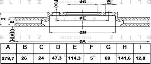 BS0281 BLITZ Диск тормозной