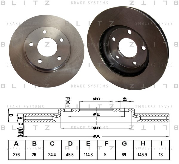 BS0334 BLITZ Тормозной диск