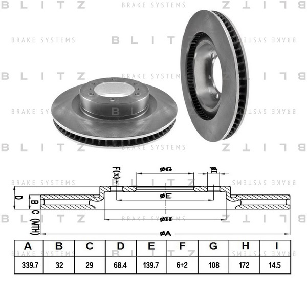 BS0347 BLITZ Диск тормозной