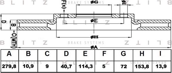 BS0429 BLITZ Диск тормозной