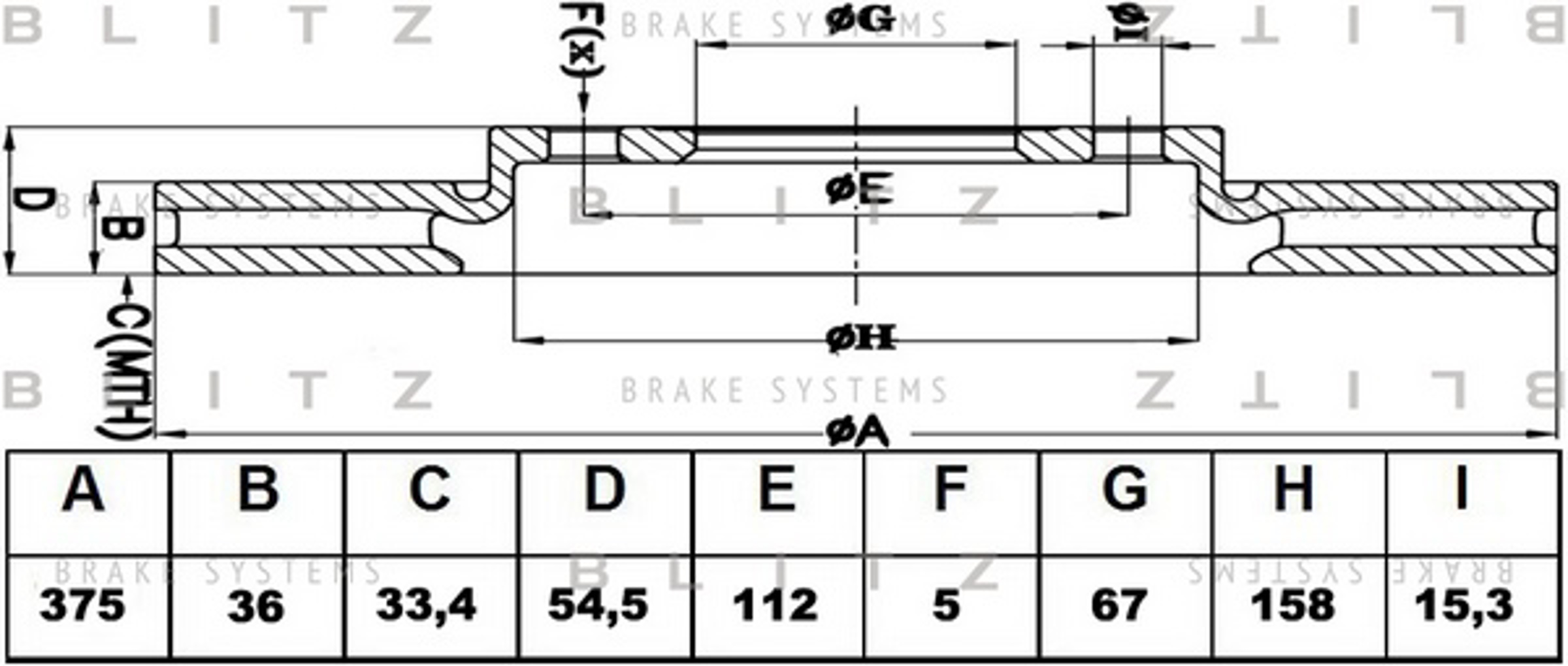 BS0456 BLITZ Диск тормозной