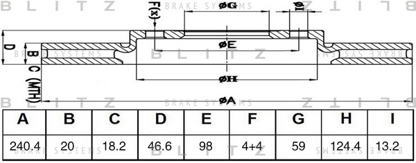 BS0465 BLITZ Диск тормозной