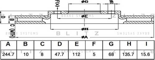 BS0490 BLITZ Диск тормозной