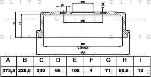 BT0111 BLITZ Барабан тормозной