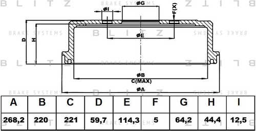 BT0120 BLITZ Барабан тормозной