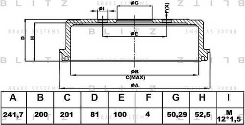BT0127 BLITZ Барабан тормозной