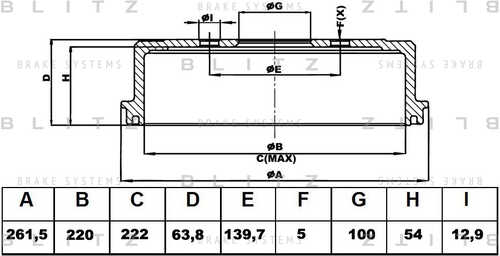 BT0139 BLITZ Барабан тормозной