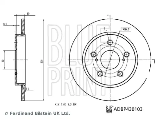 Adbp430103 диск тормозной BLUE PRINT ADBP430103