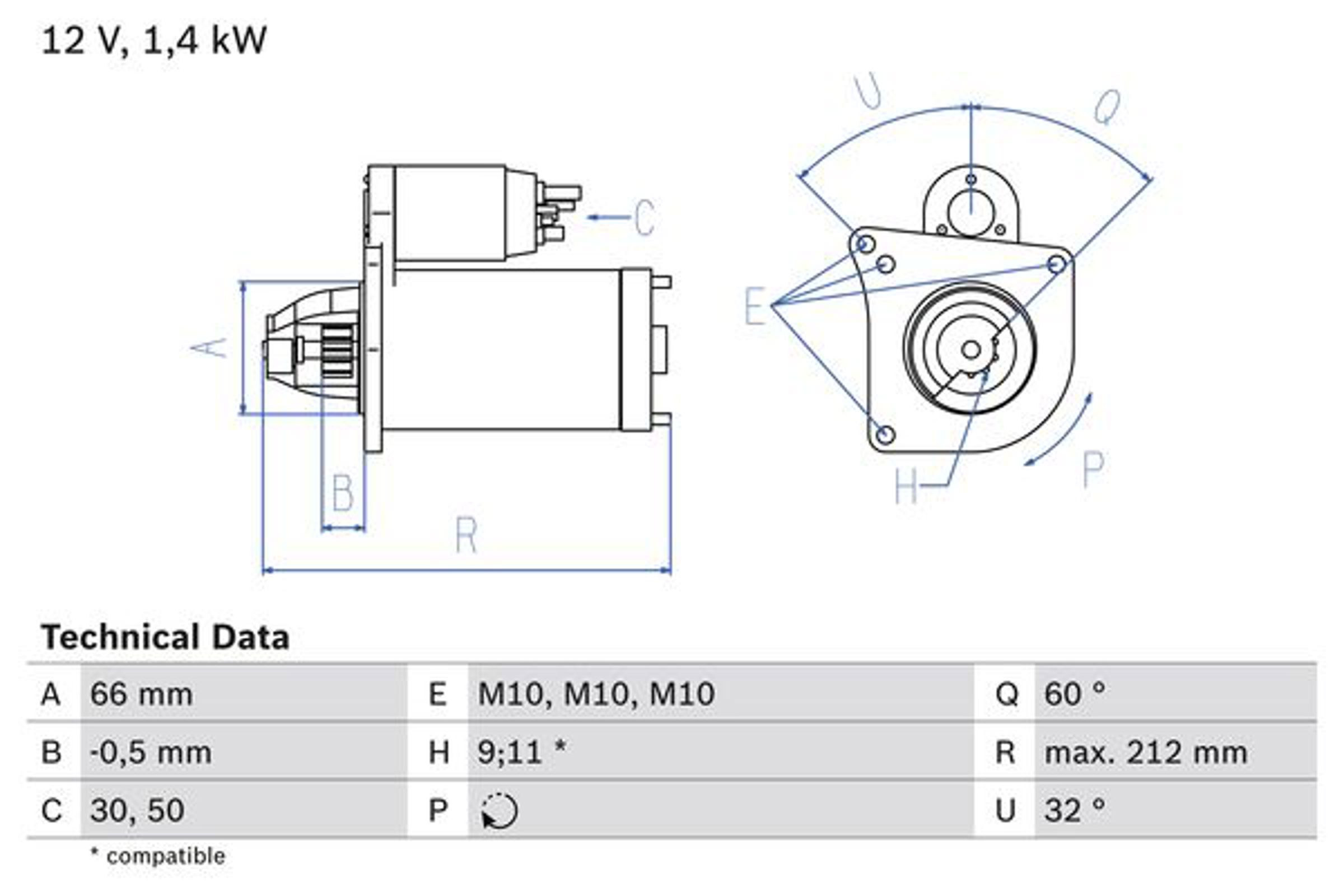 Стартер BOSCH 0986016570