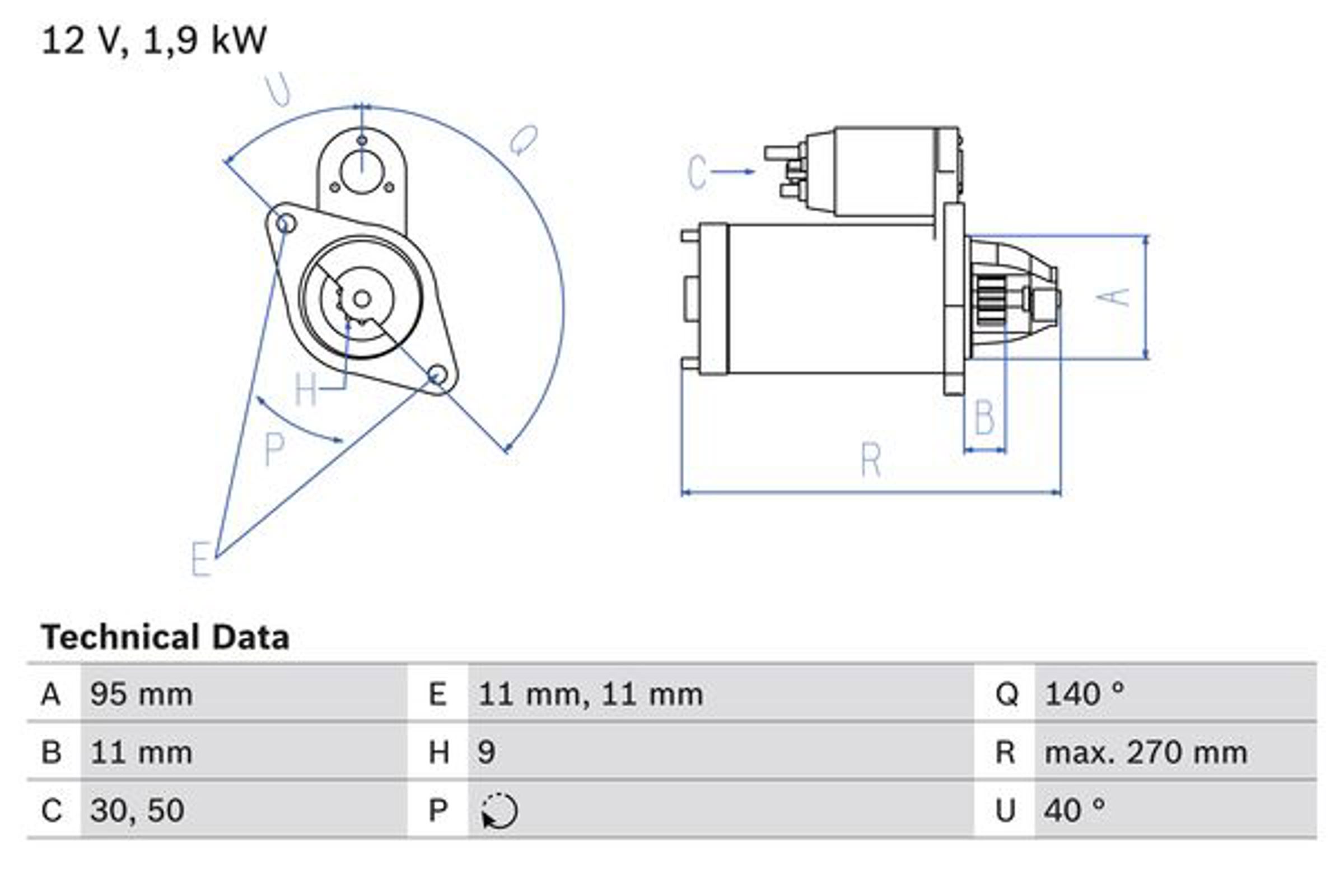 Стартер BOSCH 0986016740