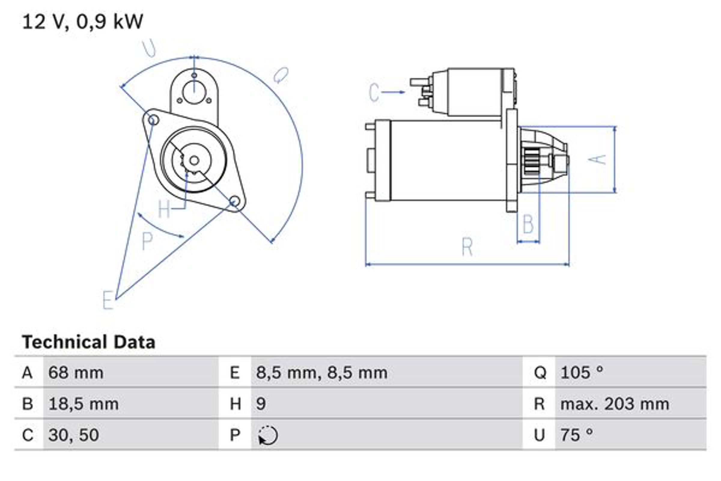 Стартер BOSCH 0986018010