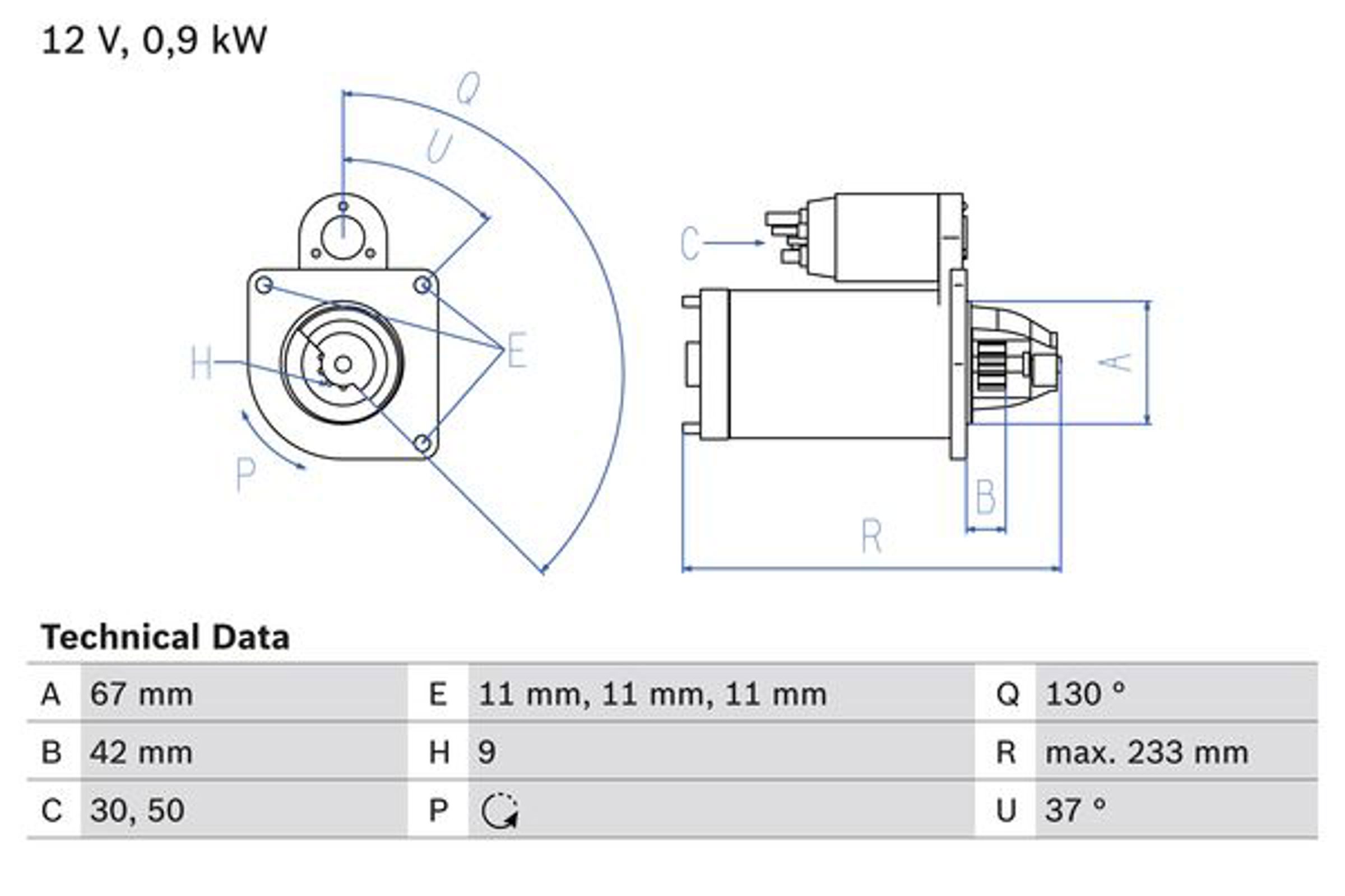 Стартер BOSCH 0986019030