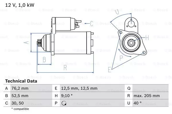 Стартер BOSCH 0986020290