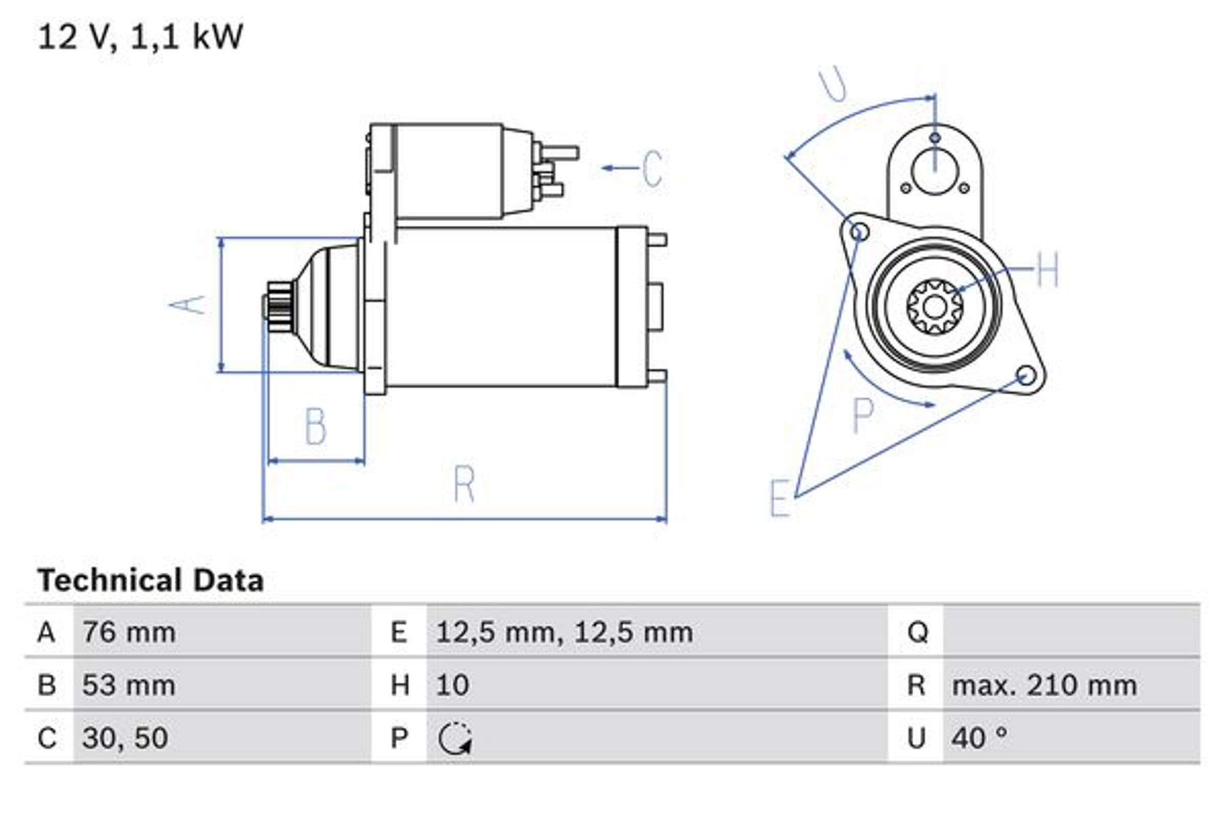 Стартер BOSCH 0986021010