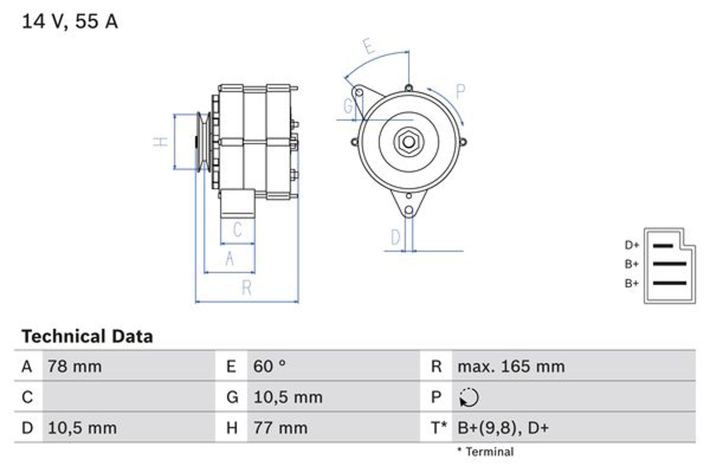 Генератор BOSCH 0986031430