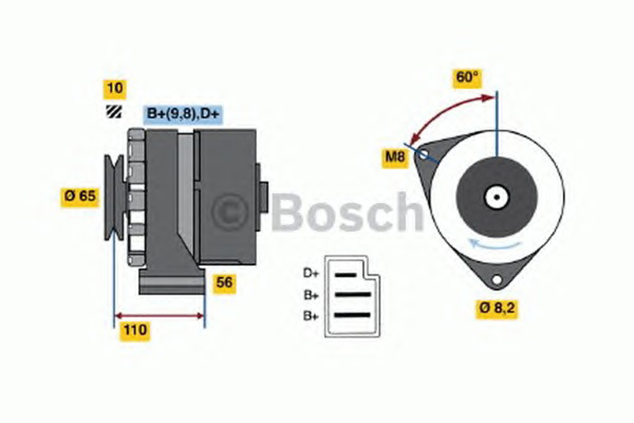 Генератор BOSCH 0986033760