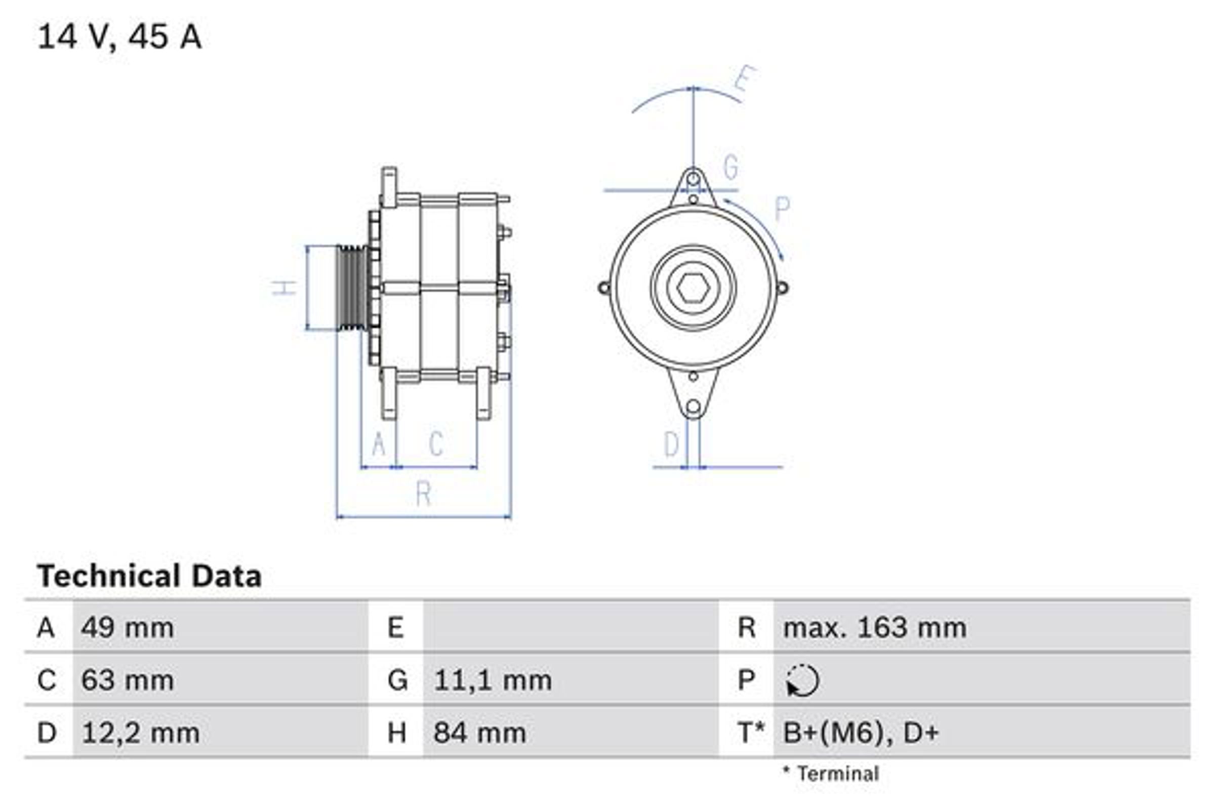 Генератор BOSCH 0986033880