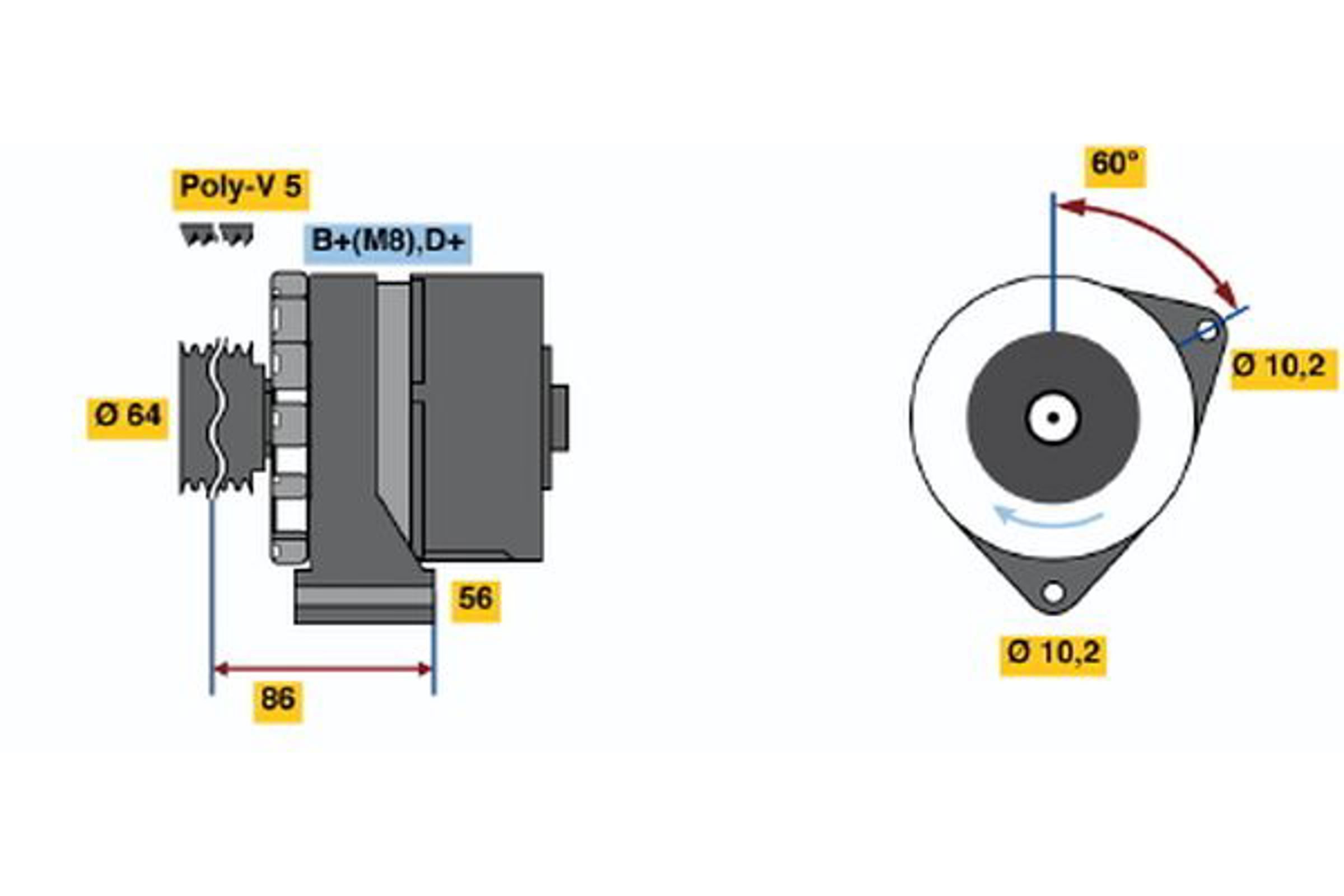 Генератор BOSCH 0986033910