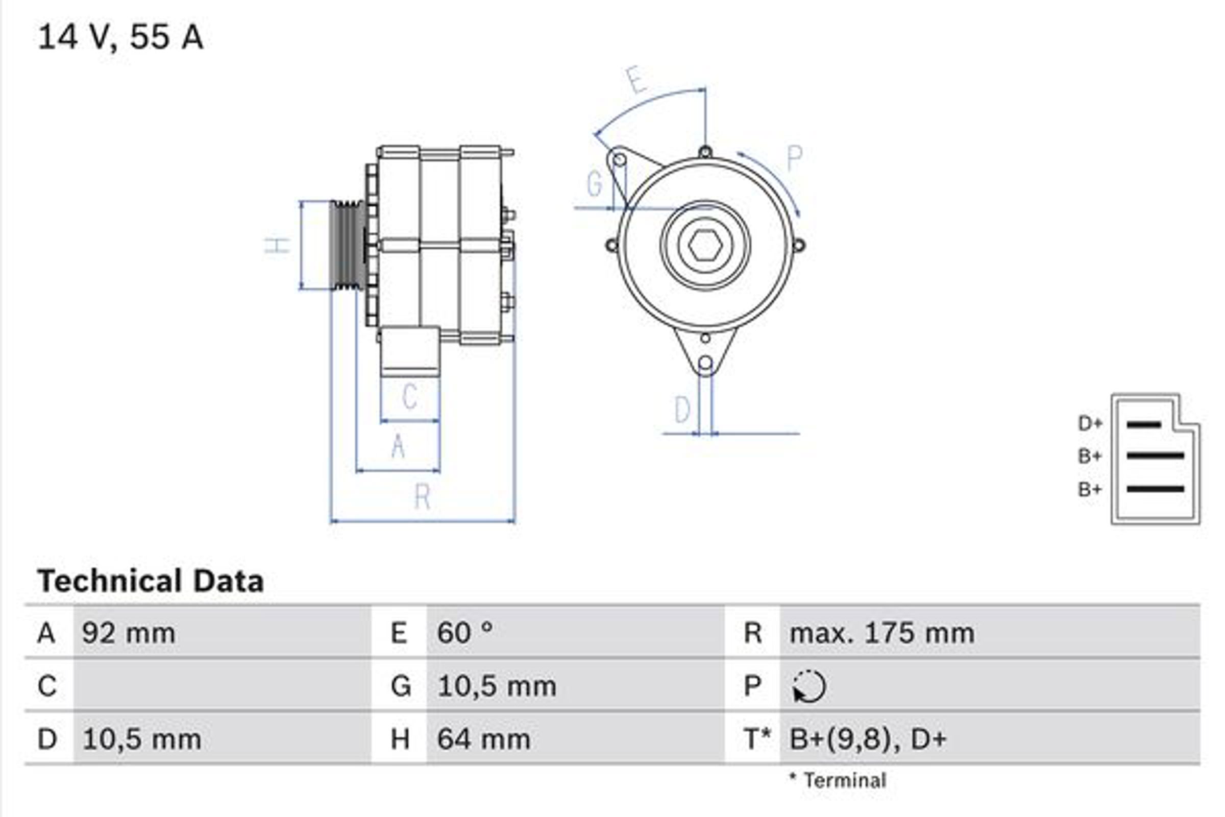 Генератор BOSCH 0986034050