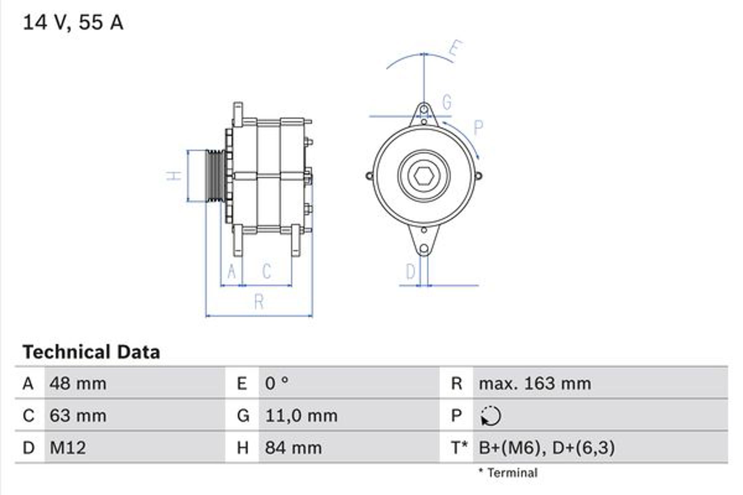 Генератор BOSCH 0986035760