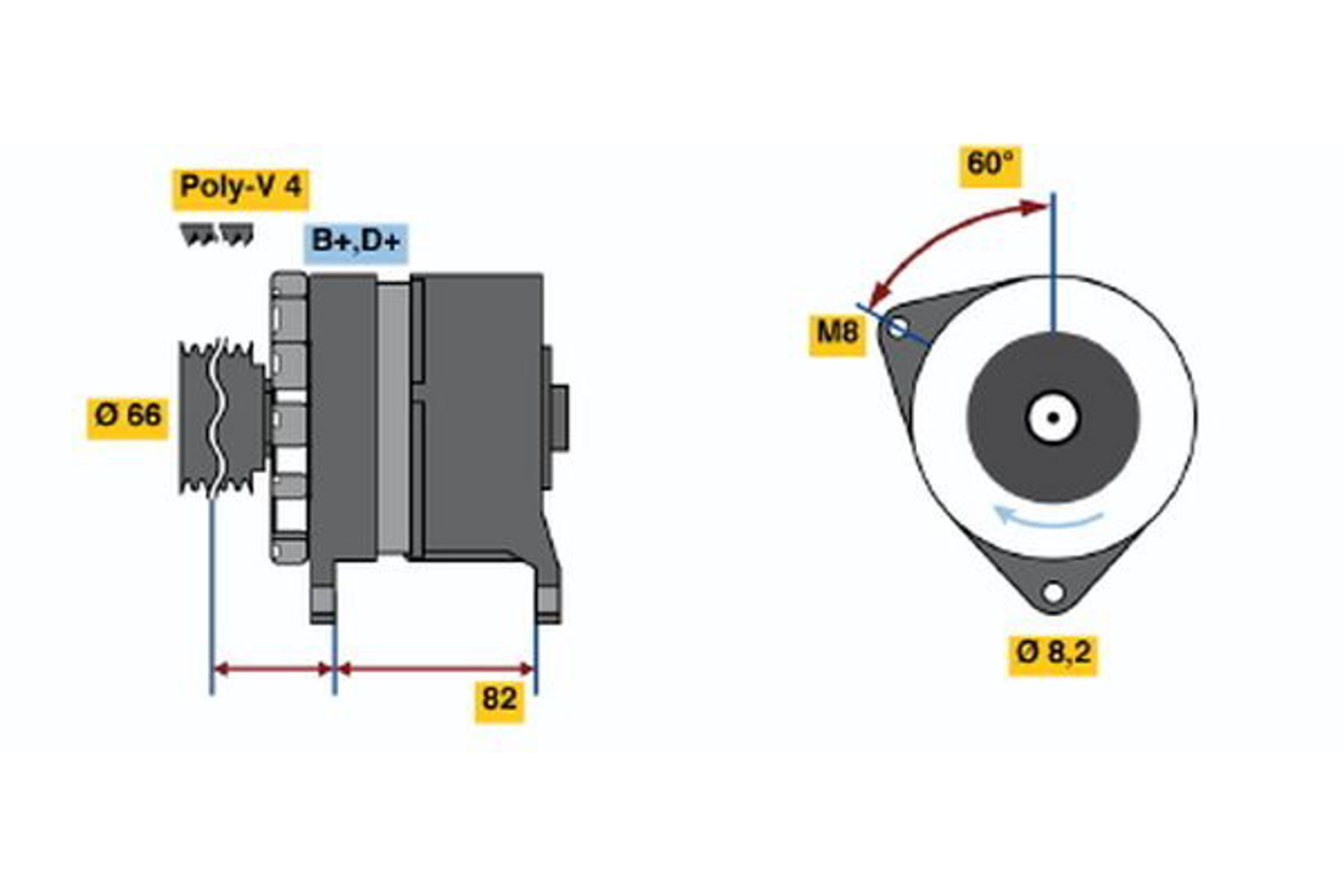 Генератор BOSCH 0986037040