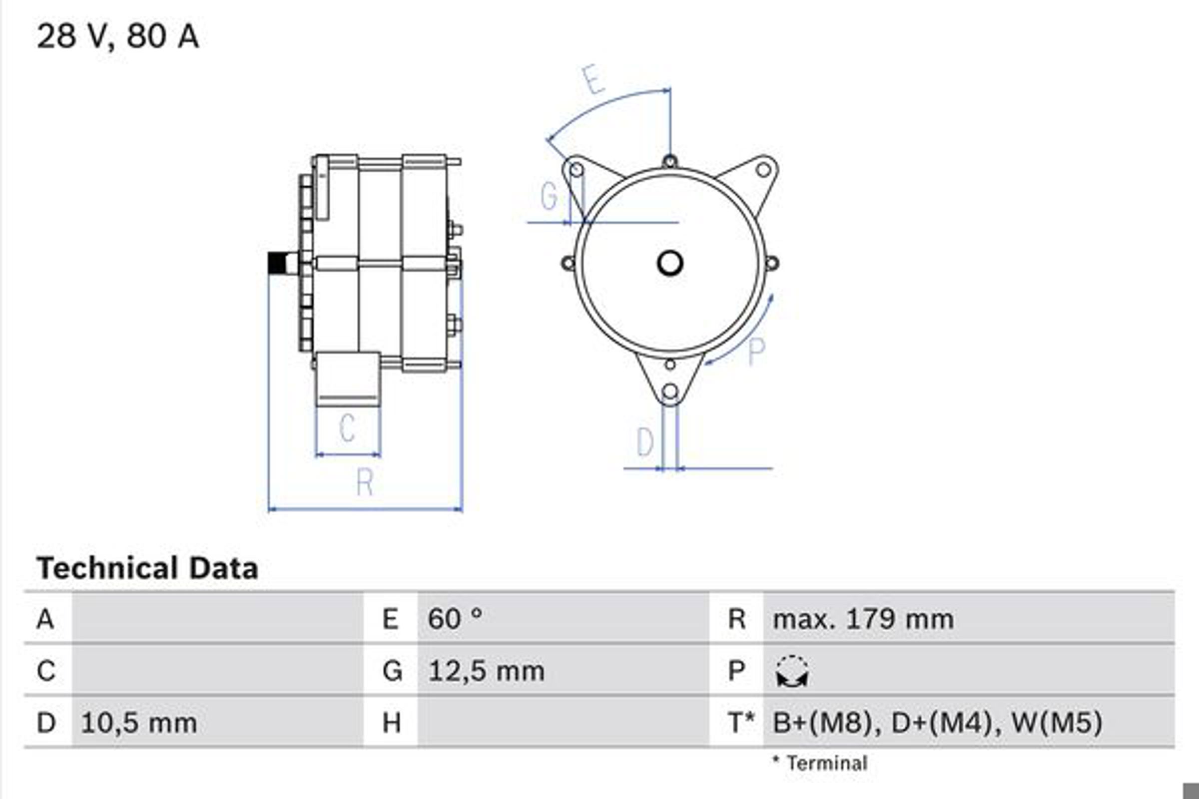 Генератор BOSCH 0986037770