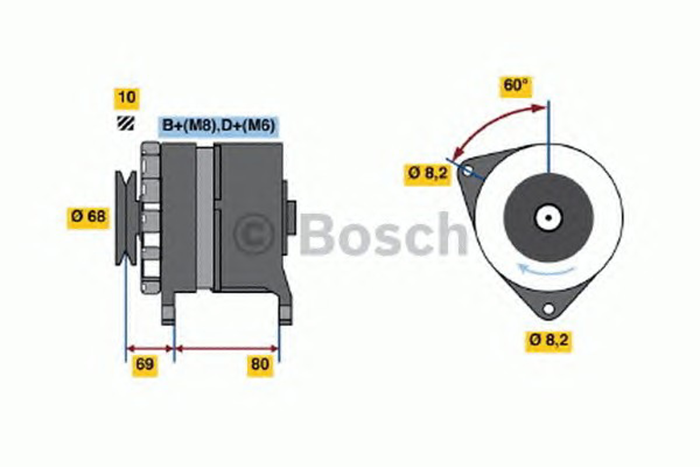 Генератор BOSCH 0986038130