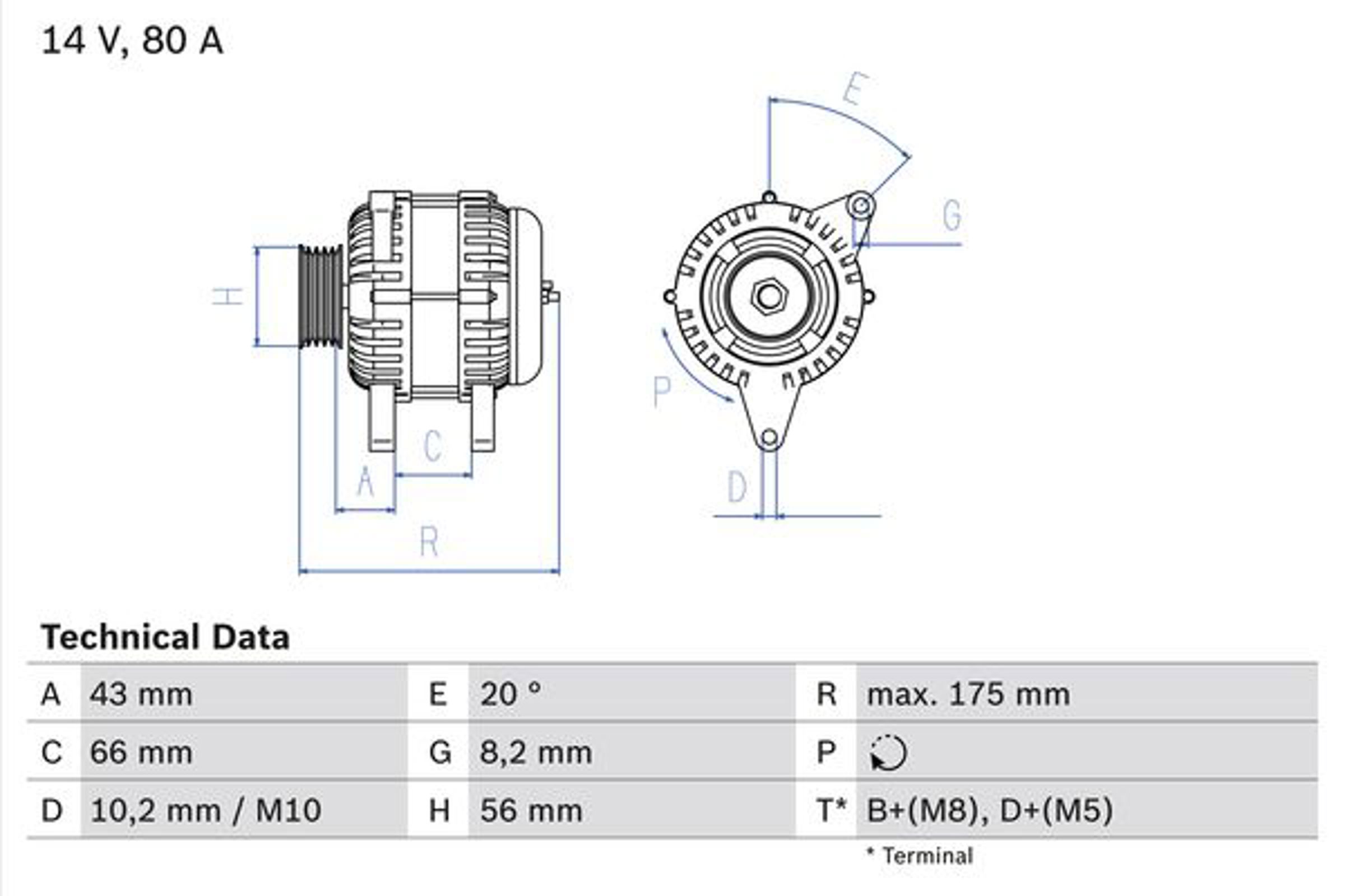 Генератор BOSCH 0986038781